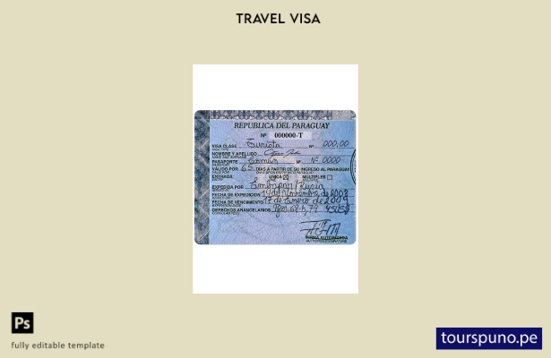 Plantilla de visa para Paraguay lista para imprimir